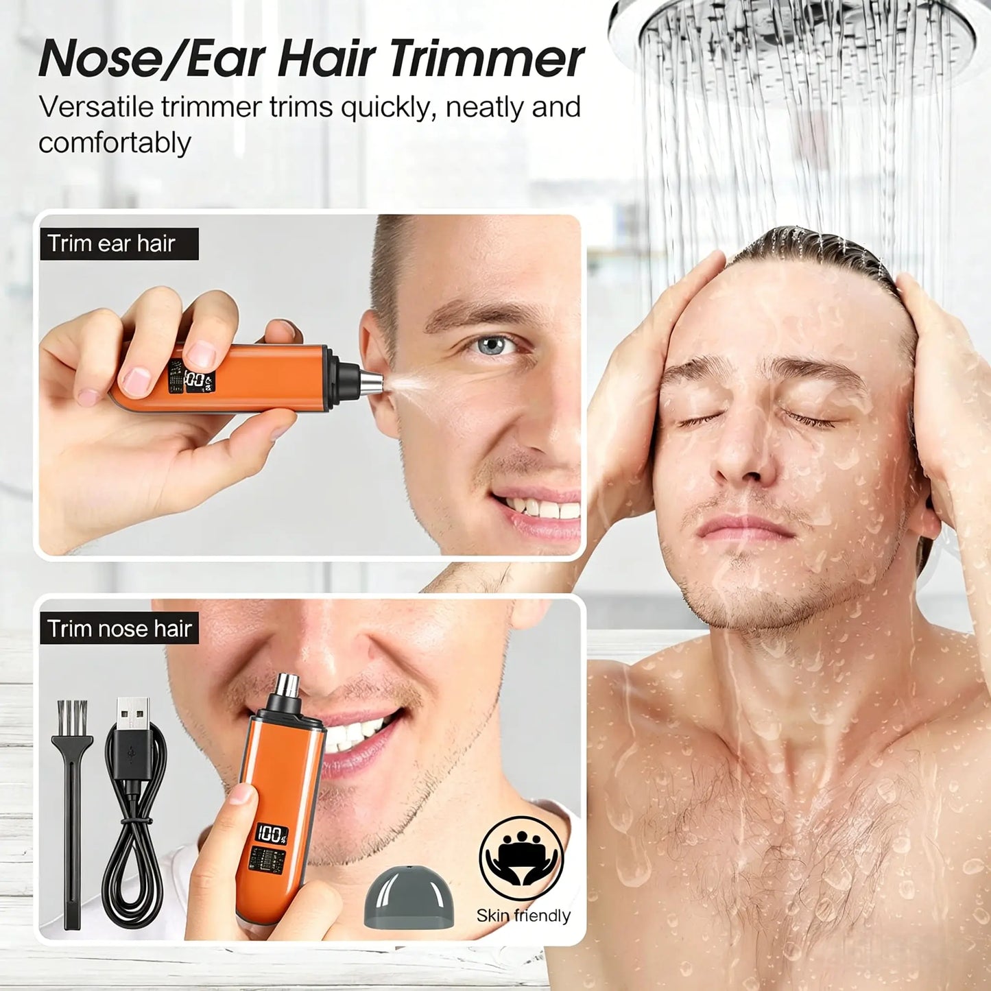 Professional Painless Portable Electric Ear and Nose Hair Trimmer Clipper