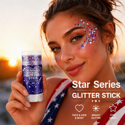 Patriotic Face and Body Glitter Stick ,Shimmer Makeup for 4th of July USA