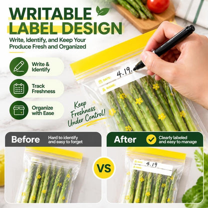 15PCS Reusable Long Vegetable Storage Bags, Thick Double Food Sealed Fresh-Keeping Bags