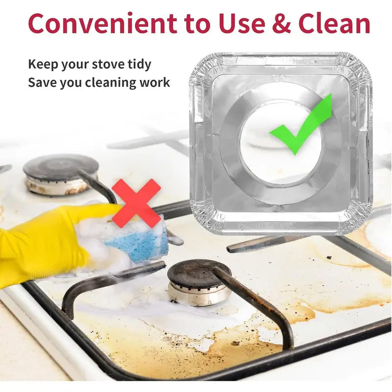 Aluminum Foil Gas Stove Burner Covers — Thickened Square Aluminum Foil Pads
