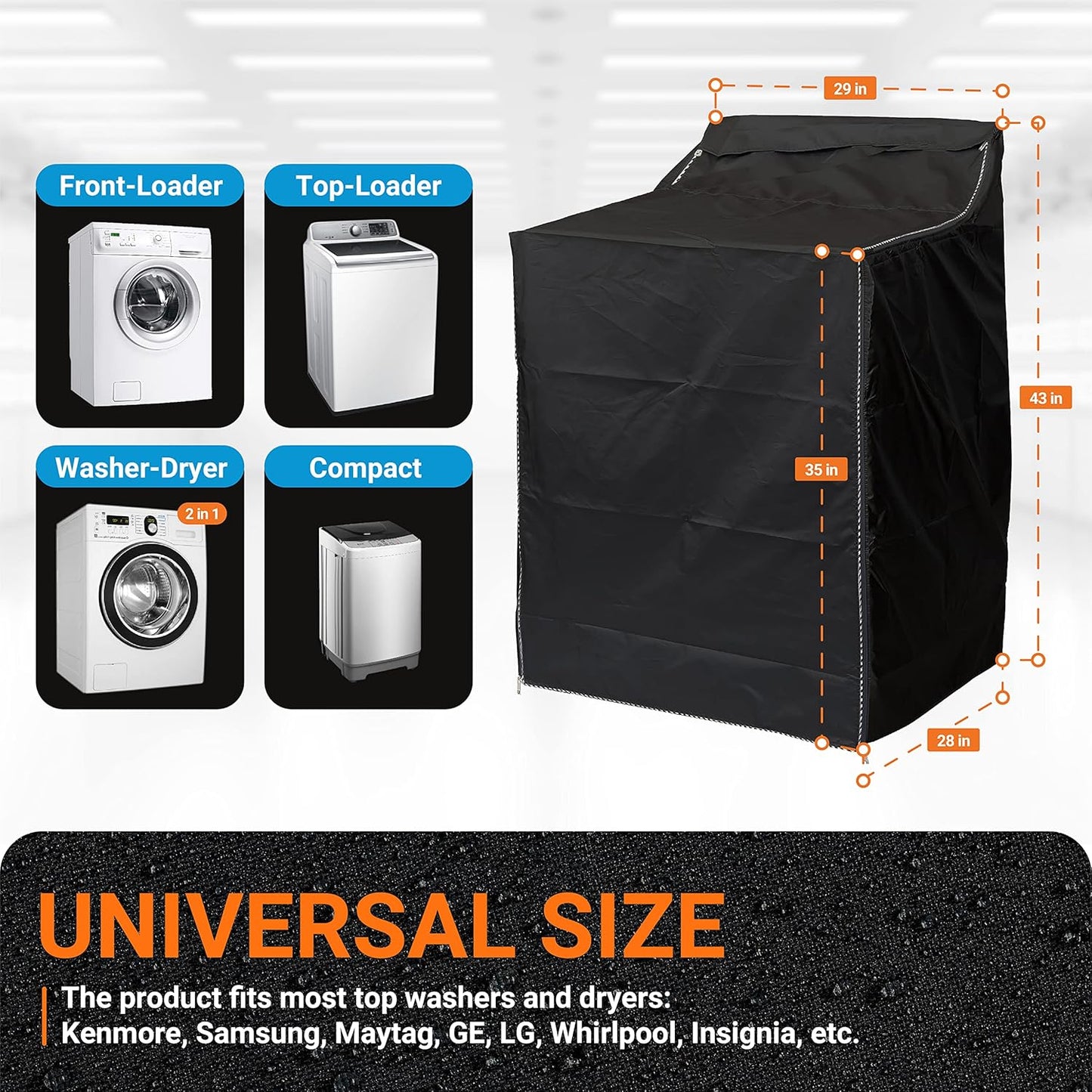 Heavy-Duty Waterproof Anti-UV Washing Machine Cover