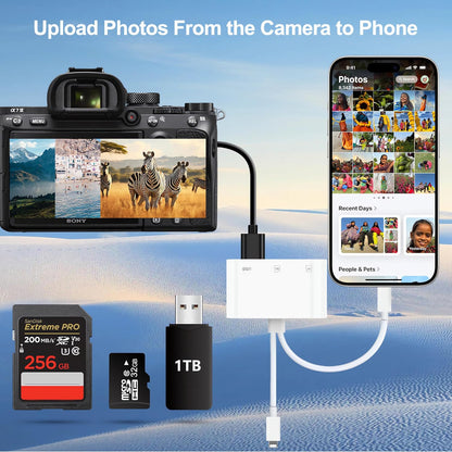 USB-C & Lightning to SD & TF Card & USB Reader for iPhone