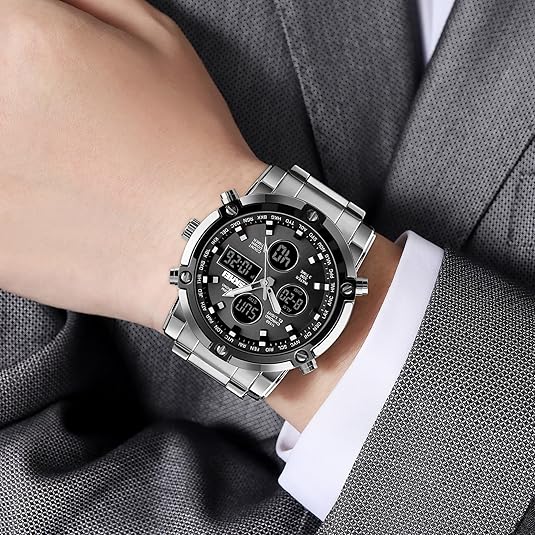 Mens Waterproof Military Analog Digital Business Watch