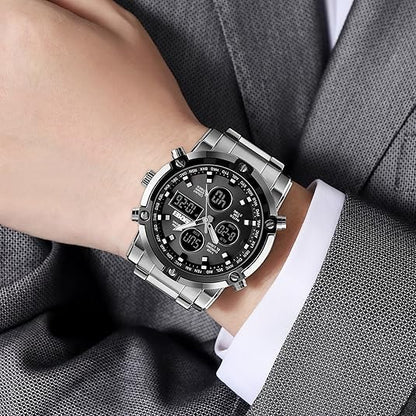 Mens Waterproof Military Analog Digital Business Watch