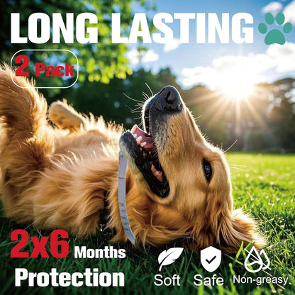 2 Collars Flea & Tick Prevention Collar For Dogs ,12 Months Prevention, One Size Fits All
