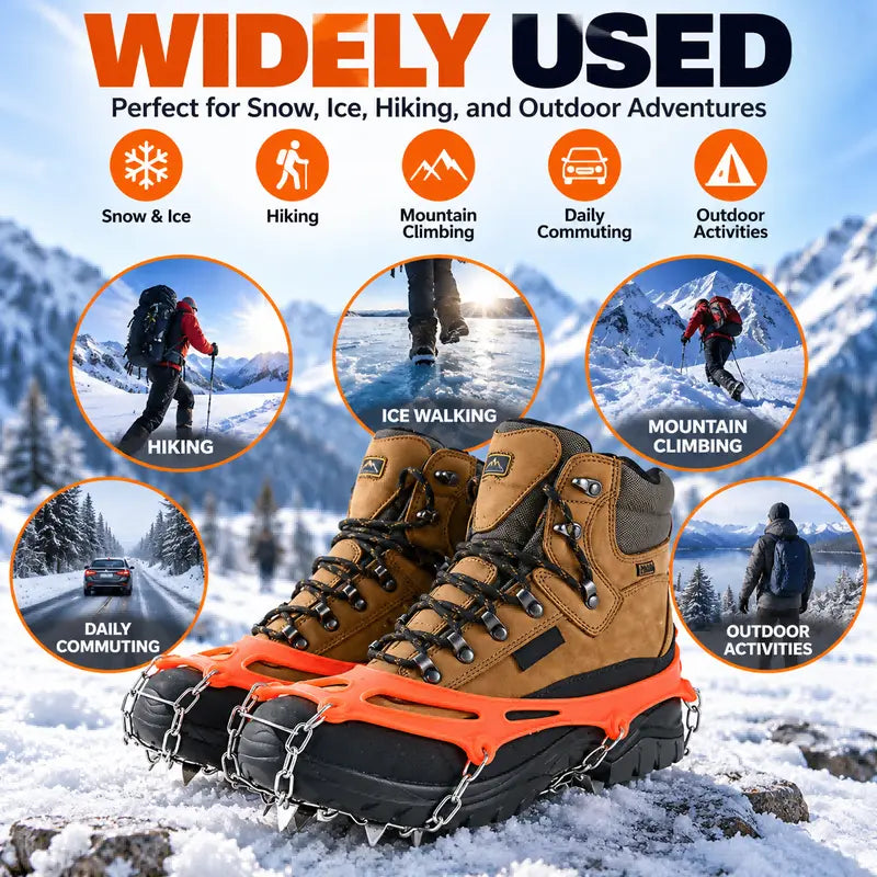 Ice Cleats for Shoes & Boots, 8-Spike Stainless Steel Traction Cleats