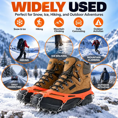 Ice Cleats for Shoes & Boots, 8-Spike Stainless Steel Traction Cleats