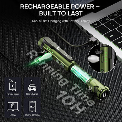 Flashlight Rechargeable,800 Lumen Small Flashlight with Magnetic Clip & Base