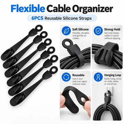 6PCS Reusable Silicone Cable Organizer Straps