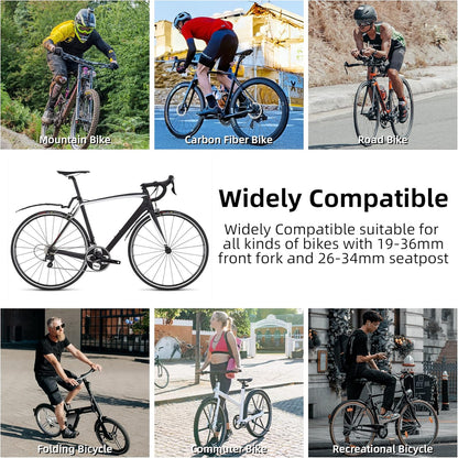 Mountain Road Bike Front and Rear Fenders - Foldable Retractable Extended Fenders