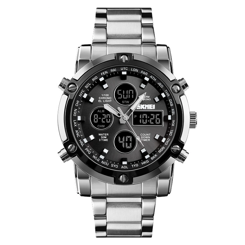 Men Quartz Watch Male Steel Wristwatch Fashion Big Dial Shockproof Watches