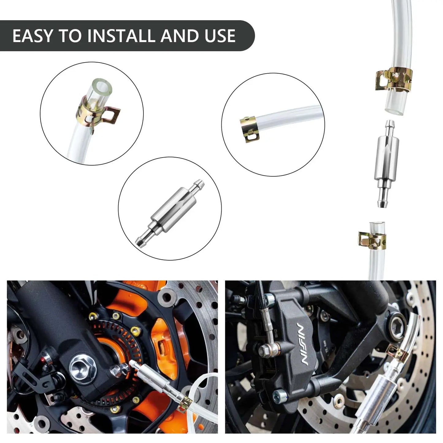 Brake Bleeder Hose Kit - One Way Check Valve Tube Bleeding Tool
