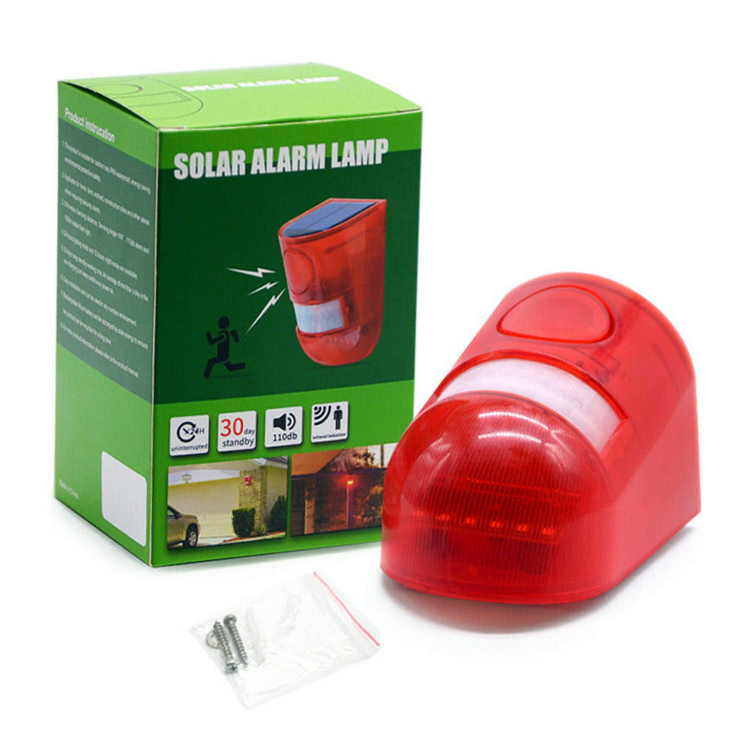 Solar LED Strobe Light Wireless Motion Sensor Alarm for Outdoor