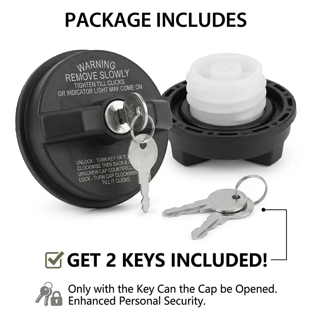 Key-Operated Anti-Theft Metal Lock Gas Cap - Universal Fit for Ford, Chevrolet - Auto Replacement Part