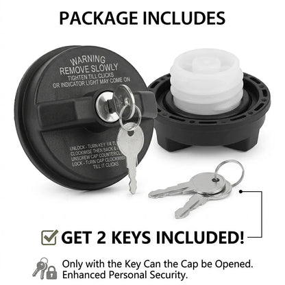 Key-Operated Anti-Theft Metal Lock Gas Cap - Universal Fit for Ford, Chevrolet - Auto Replacement Part