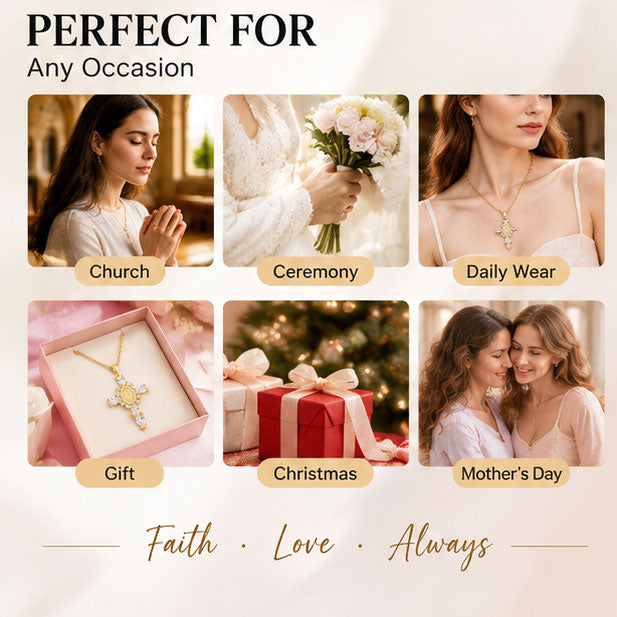 18K Gold Plated Virgin Mary Necklace For Women Men ,Delicate Crystal Zircon Cross Pendant Necklace