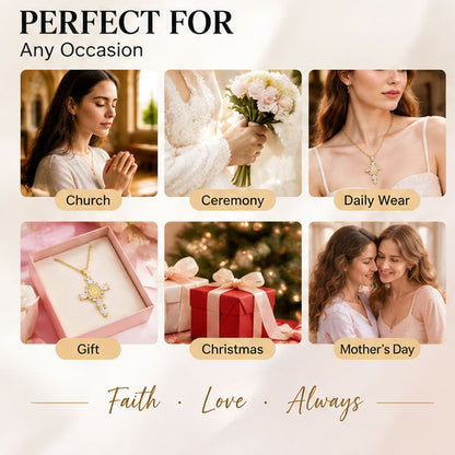 18K Gold Plated Virgin Mary Necklace For Women Men ,Delicate Crystal Zircon Cross Pendant Necklace