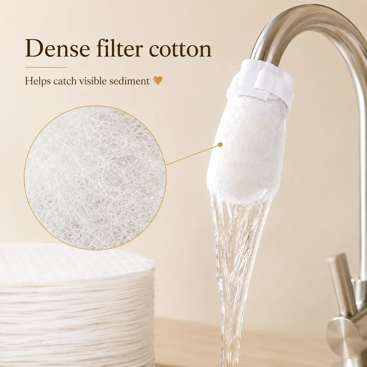 50PCS Universal Sink Tap Water Filter Refill with Installation Strap