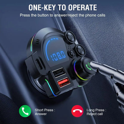 Bluetooth 5.3 FM Transmitter for car, car Bluetooth Adapter QC3.0 & PD20W