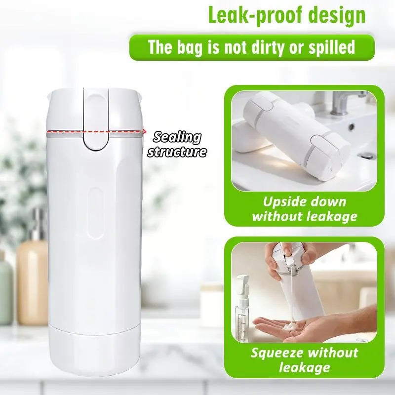 4-in-1 Travel Dispenser Bottle - Leak-Proof Refillable Silicone Squeeze Container with Lock