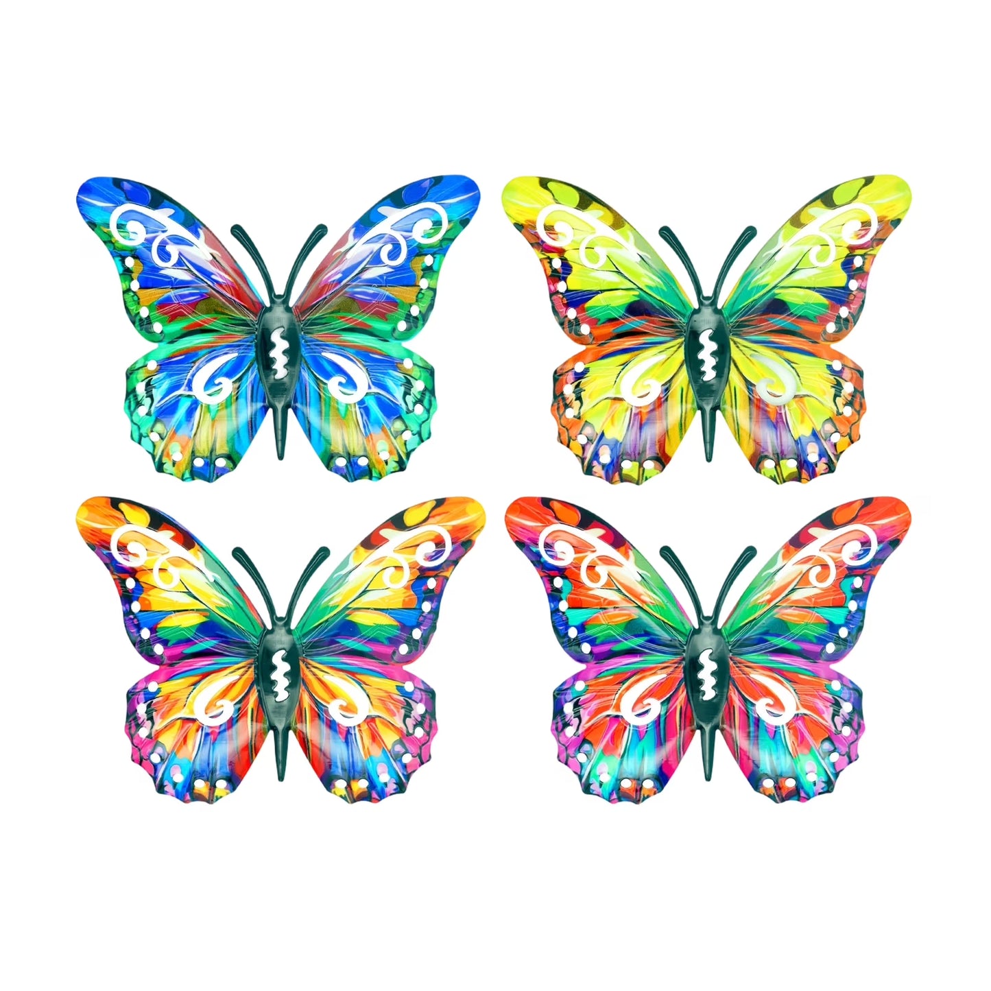 4 Pack Metal Butterfly Wall Decor Outdoor - Hanging Metal Butterflies Wall Art Sculptures