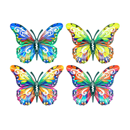 4 Pack Metal Butterfly Wall Decor Outdoor - Hanging Metal Butterflies Wall Art Sculptures