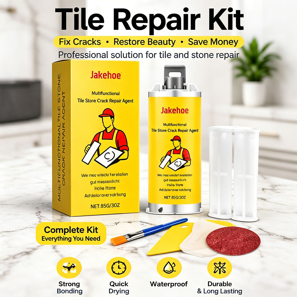 Quick-Drying Tile Repair Glue, Multifunctional Tile Stone Crack Repair Kit