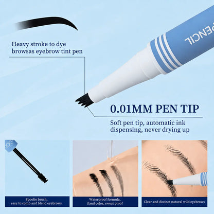 QCQX 2-in-1 Waterproof Micro-Fork Eyebrow Cosmetic Pencil
