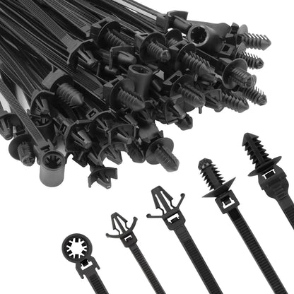 160Pcs Nylon Universal Cable Tie Buckle Zip Tie Clips