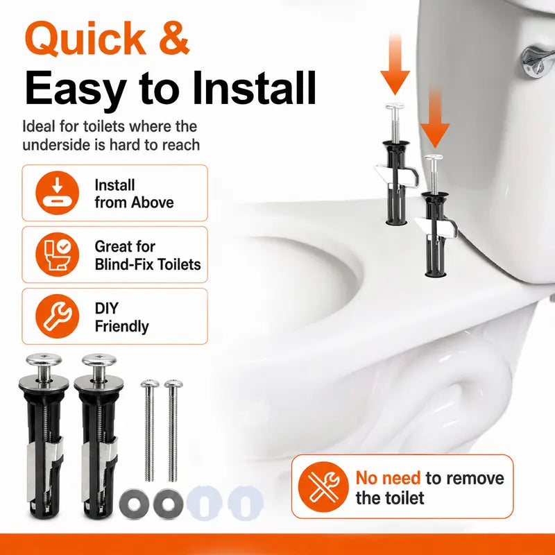 Universal Toilet Seat Bolt Kit Screws Quick Release Easy to Install
