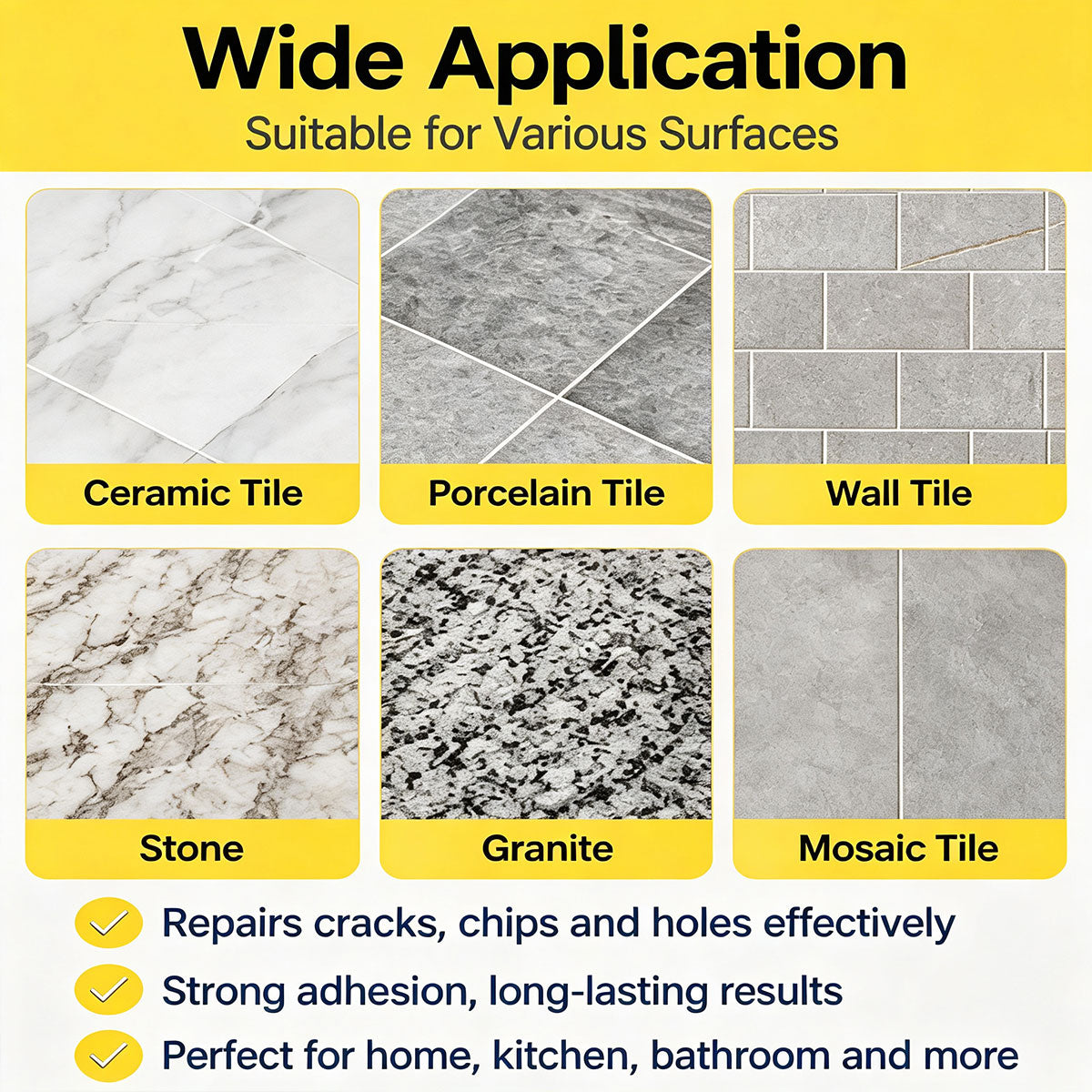 Quick-Drying Tile Repair Glue, Multifunctional Tile Stone Crack Repair Kit