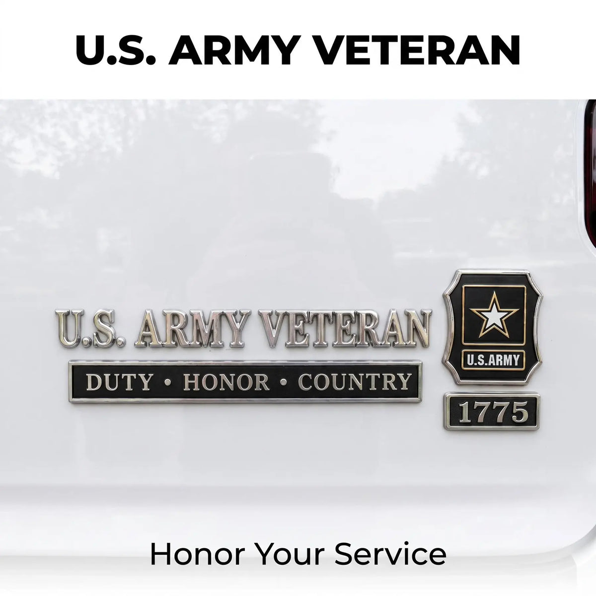 U.S. Military Veteran 3D Metal Car Emblem Badge