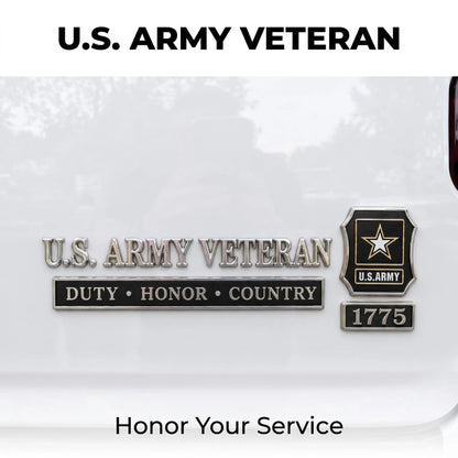 U.S. Military Veteran 3D Metal Car Emblem Badge