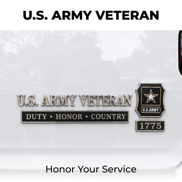 U.S. Military Veteran 3D Metal Car Emblem Badge