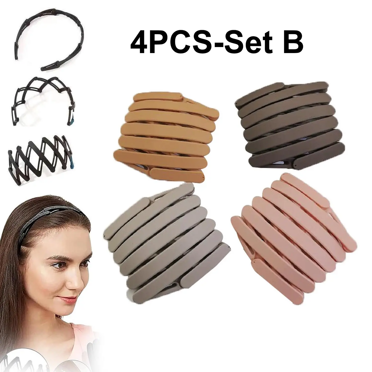 4PCS Retractable & Collapsible Pocket Headband Set