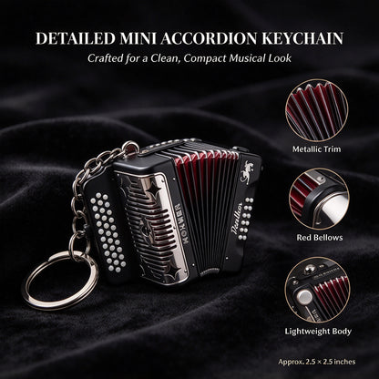Proportional Movable Metal Accordion Keychain, Musician Gift for Accordion Players