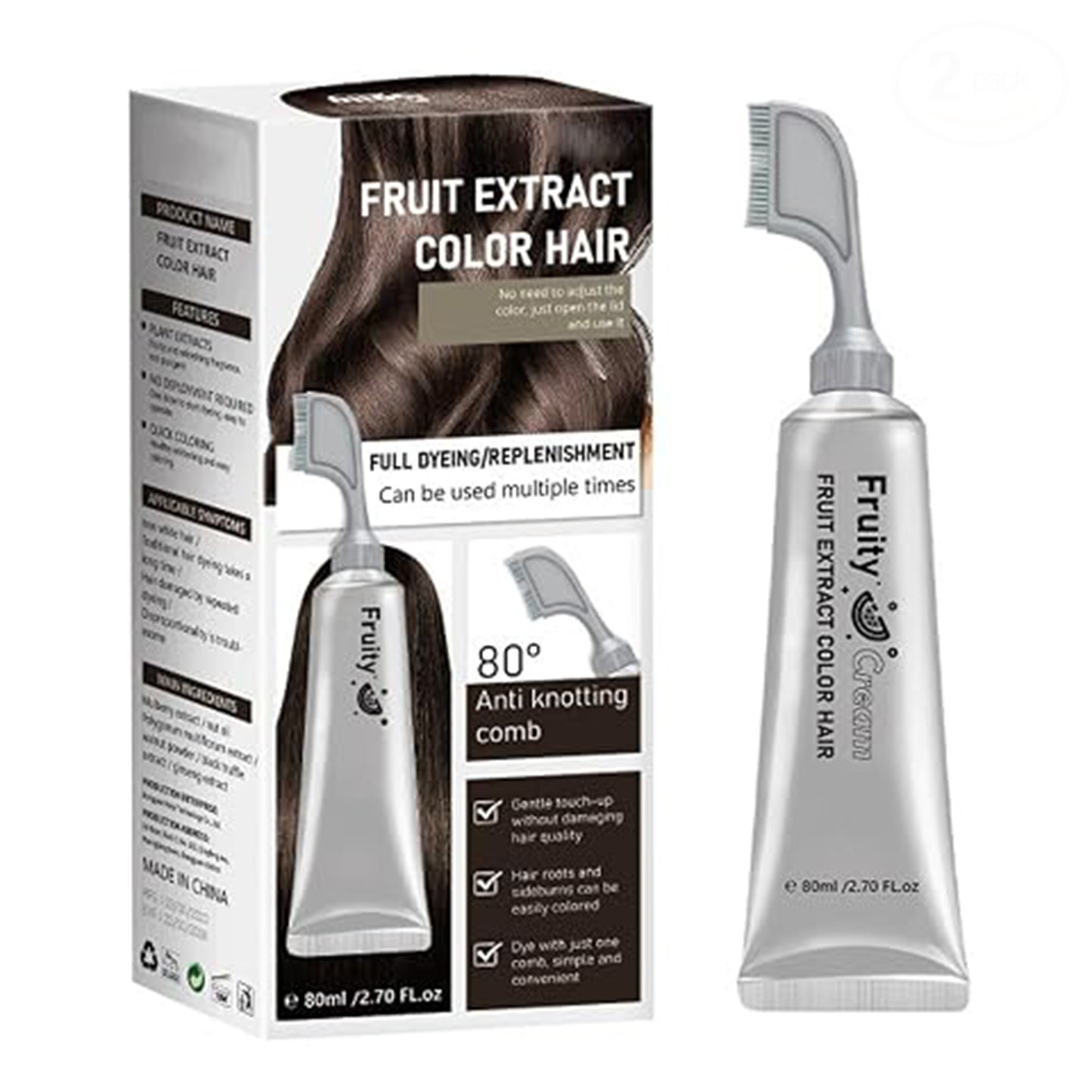 Fruit Essence Plant Extract Hair Dye Essence with Comb