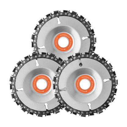3PCS 4" Wood Carving Chain Disc Set | 22-Tooth Grinder Saw Tool for 4" & 4-1/2"
