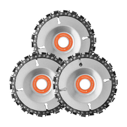 3PCS 4" Wood Carving Chain Disc Set | 22-Tooth Grinder Saw Tool for 4" & 4-1/2"