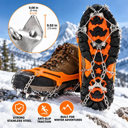 Ice Cleats for Shoes & Boots, 8-Spike Stainless Steel Traction Cleats