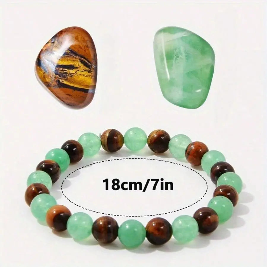 Money Attraction Bracelet with Green Aventurine & Tiger Eye