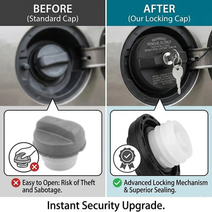 Key-Operated Anti-Theft Metal Lock Gas Cap - Universal Fit for Ford, Chevrolet - Auto Replacement Part