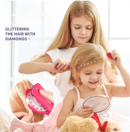 No-Heat Hair Gem Stamper (360 Glitter Diamonds) - DIY Bling Styling Tool for Girls