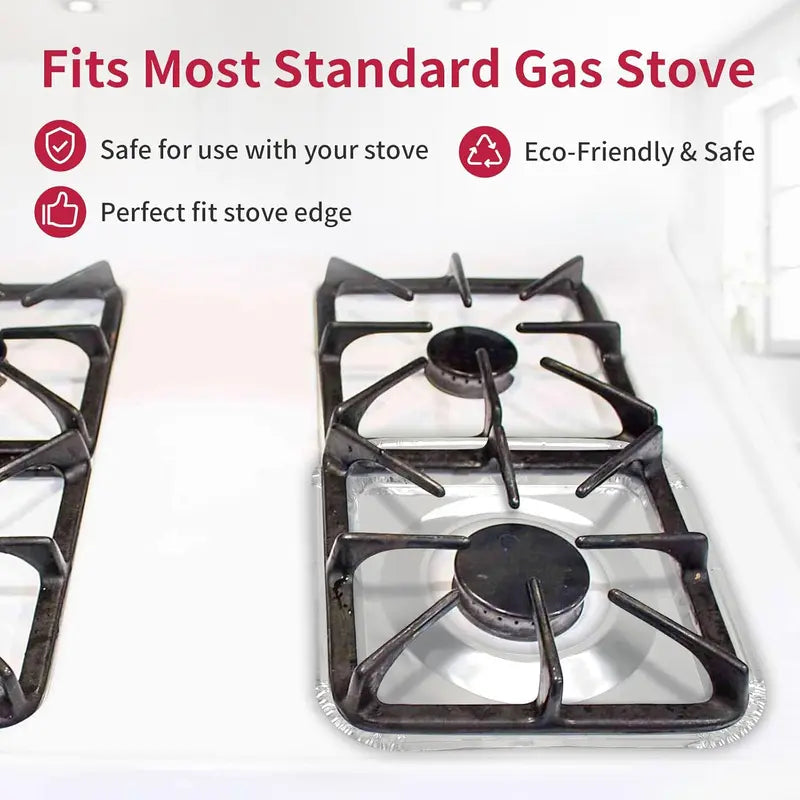 Aluminum Foil Gas Stove Burner Covers — Thickened Square Aluminum Foil Pads