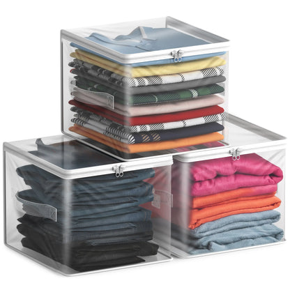 Clear Storage Bag - Foldable Large Plastic Bags with Zipper & Carry Handles