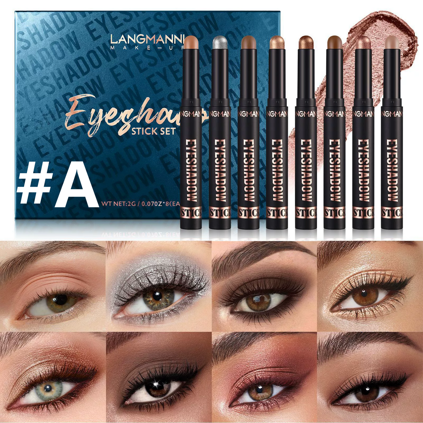 8PCS Eyeshadow Stick Soft Creamy Matte Shimmer Eye Shadow Pencil