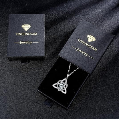Celtic Knot Heart Necklace for Women Hypoallergenic Irish Celtic Jewelry