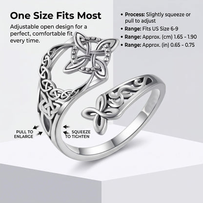 Celtic Knot Adjustable Open Hollow Ring, Vintage Witches Knot Protect Rings