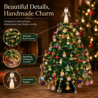 LED DIY Beaded Christmas Tree Kit, Handmade Mini Desk Xmas Bead Art,