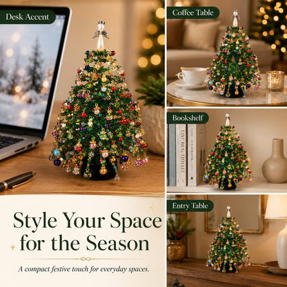 LED DIY Beaded Christmas Tree Kit, Handmade Mini Desk Xmas Bead Art,